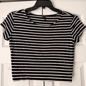 Forever 21 Navy and White Striped Crop Top